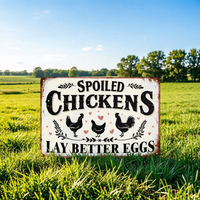 Panneau en fer rétro sur le thème des animaux de la ferme - Ornement mural humoristique avec citation sur les œufs de poule pour la décoration de la maison de campagne ou du salon