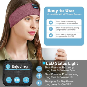 Casque de sommeil doux Bandeau sans fil Haut-parleurs stéréo HD ultra-minces intégré<span class=keywords><strong>s</strong></span> <span class=keywords><strong>pour</strong></span> le sommeil latéral, le yoga, le fitness, la relaxation (rouge) - Product Image 4