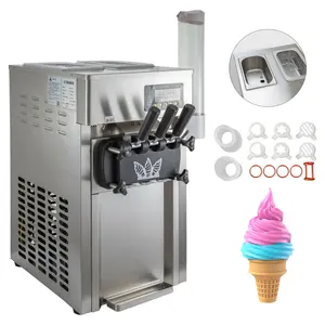 3 sabor máquina de yogur congelado 18L/H pantalla LCD softserve helado máquina pequeña máquina