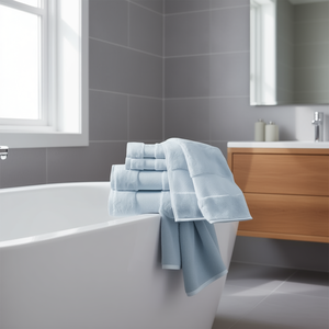 Set di 6 asciugamani da bagno in 100% cotone, ad asciugatura rapida, tinta unita, per uso in bagno - Product Image 2