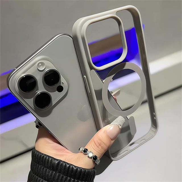 NOVISON Luxury Magnetic Charging Clear Case 18 17 16 15 Pro Max Compatible Ultra Thin Matte Black Edge Acrylic Shockproof Phone