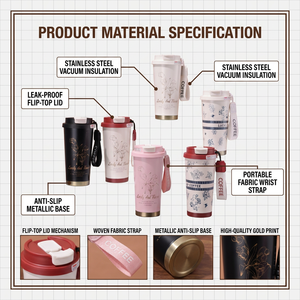 Gobelet à Café Personnalisé en Céramique Lis <span class=keywords><strong>de</strong></span> la Vallée Chaud, Double Paroi en Acier Inoxydable, Tasse Thermos Écologique, Bouteille à Boire - Product Image 3