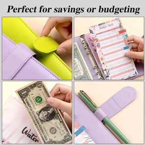 Wholesale Cash Buget Binder PU Leather <b>Notebook</b> Money Savings Budget Binder with Cash Envelopes A6 Loose-leaf <b>Notebook</b> - Product Image 4