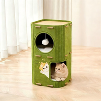 Arbre à chat de luxe moderne classique à 2 niveaux, durable, insonorisant, résistant aux griffures, en fibre chimique de polyester, Noël