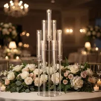Candélabre en acrylique à 7 bras, décoration de mariage, porte-bougie transparent, centre de table, chandelier pour la décoration de mariage