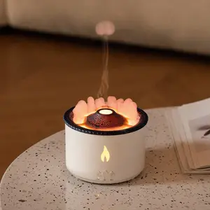 Adjustable Timer Portable Ultrasonic Essential Oil Humidifier Volcano Flame Waterless Power Off Protection Volcano Diffuser