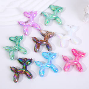 चमकदार राल शिल्प धातु सफेद ऐक्रेलिक बैलून कुत्ते आकर्षण-गहने, बालियां, हार, हार, कुंजी और फोन चेन के लिए - Product Image 1