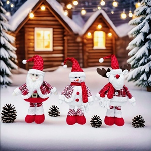 Figurines de Noël télescopiques <span class=keywords><strong>en</strong></span> peluche (Père Noël, Bonhomme de neige, Renne) rétractables pour décorations de fête de Noël à la maison - Product Image 3