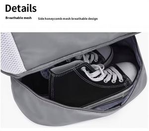Large Capacity Double-Layer Shoe Placement New Style Sports Basketball <b>Drawstring</b> <b>Backpack</b> Zipper Closure for Travel Outdoor Use - Product Image 3