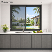 Ventanas Corredizas de Aluminio con Drenaje Eficiente, Rotura de Puente Térmico, Tres Rieles, Apertura Grande, Mosquitera Extraíble, Low-E para Cocina de Apartamento