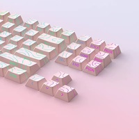 Aflion 97 touches PBT bicolore par sublimation thermique, pour gaming, rose cool, contour 4.0, caractères latéraux gravés, luminescent