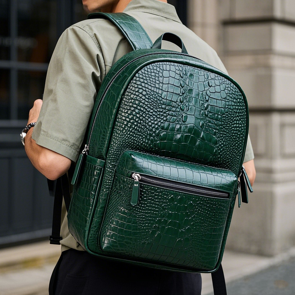 Crocs Backpack Crocodile Leather Backpack Waterproof
