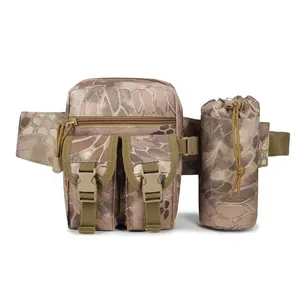 Outdoor Camouflage Fishing Tactic Bumbag with Water Bottle Pocket Holder Tactical Fanny Pack Waist Bag Hip Running Belt