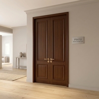 Armoire de chambre en bois massif avec cadre sculpté en noyer foncé, unité murale complète