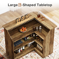 Table de bar en forme de L en bois d'ingénierie Tribesigns, armoire d'angle, présentoir à 4 niveaux, rangement pour verres à liqueur et à vin, unité de bar pour la maison