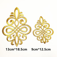 Yk294 Ruban brodé épais argent vieilli brillant, patch thermocollant en dentelle pour vêtements ethniques, costumes et robes DIY