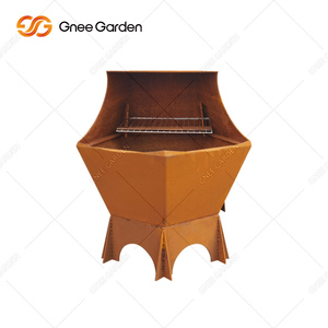 Barbecue intérieur rustique en carbone de haute qualité en acier Corten pour jardin extérieur pour les fêtes voyage au feu de bois - Product Image 1