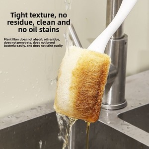 Cross-border Oil-free <b>Long</b>-<b>handled</b> Plastic Handle Loofah Pot Brush Non-scratching Cookware Replaceable Brush Head Made Natural - Product Image 3