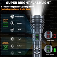 Linterna LED de Alta Potencia de 50 W P160, Súper Brillante, Batería de Litio Recargable 26650, Linterna Impermeable con Zoom para Acampar