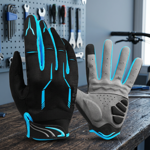 Gants de sport noir et bleu, longueur poignet, en polyester respirant, compatibles écran tactile, pour usage extérieur - Product Image 6