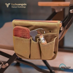 Sac de rangement en toile pour camping, organisateur multi-poches, sac suspendu pour accoudoir de chaise, utilisation extérieure, couleurs olive et kaki - Product Image 4