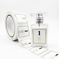 Rouleau d'étiquettes adhésives personnalisées de luxe, logo imprimé, estampage à chaud or et argent, étiquettes pour flacons de parfum, autocollants cosmétiques imperméables