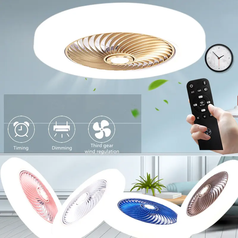 Ventilateurs de plafond Led sans lame modernes et intelligents télécommandés avec lumière