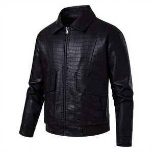 Chaqueta de Cuero Negra para Hombre, Manga Larga, Texturizada, Impermeable, Resistente al Viento y al Fuego, para Todas las Estaciones - Product Image 4
