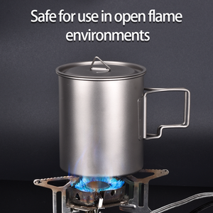 CIEUIS <span class=keywords><strong>Titanium</strong></span> Pot Cup Set 350ml 480ml 750ml Campingmok Ultralicht Opvouwbaar Handvat Koffiemok voor Buiten - Product Image 2