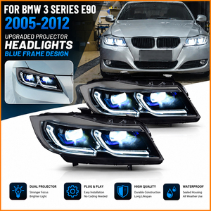 Para <span class=keywords><strong>BMW</strong></span> Serie 3 E90 <span class=keywords><strong>320i</strong></span> 325i 330i 2005-2012, Estilo G20, Marco Láser Azul, Lente de Proyector Bi-LED Doble, Conjunto de Faros Delanteros Mejorados - Product Image 2