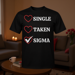Camiseta con meme sarcástico del día de San Valentín de Single Taken Sigma para hombres y mujeres - Product Image 3