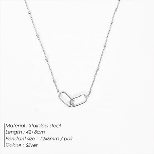 EManco kalung Infinity kaitan baja tahan karat mode laris liontin klip kertas ganda geometris perhiasan wanita sederhana grosir - Product Image 5