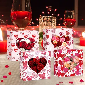 定制印刷标志可折叠纸结婚礼品盒和爱心派对方形窗户礼品糖果盒