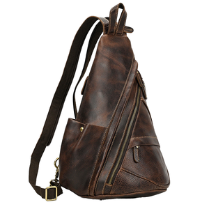 กระเป๋าหนังแท้วินเทจสำหรับผู้ชาย, กระเป๋าสะพายพาดลำตัวหรูหรากันน้ำน้ำหนักเบากระเป๋าเป้ลำลองสะพายไหล่กระเป๋าโลโก้เดย์แพ็ก - Product Image 4