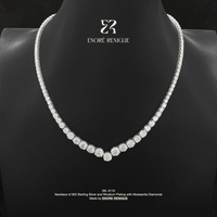 Collier Tennis en Argent Sterling 925 avec Moissanite Graduée en Forme de V, Testeur de Diamant Inclus, Bijoux Moissanite VVS