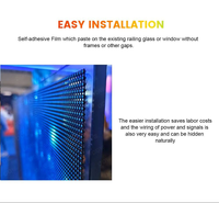 Film LED transparent adhésif flexible facile à installer, écran vidéo programmable, affichage holographique pour vitrine de magasin