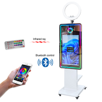 Photobooth portable tactile 2026 avec anneau lumineux et flash pour appareil photo reflex numérique, idéal pour les fêtes et la photographie