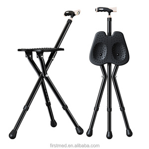 Canne-siège 2-en-1 en alliage d'aluminium - Canne de marche pliable et réglable avec lumière LED intégrée, imperméable, pour personnes âgées - Product Image 6