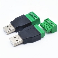 Conectores USB sin Soldadura de Fábrica, Conector USB 2.0 Macho a Terminal de Tornillo de 5 Pines, Adaptador Convertidor USB