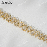 Starsgem 21.57 karat 5*7mm Armut Kesim D Renk DEF VS VS Laboratuvarda Yetiştirilmiş Elmas 18 Ayar Som Altın Unisex Trend Bileklik