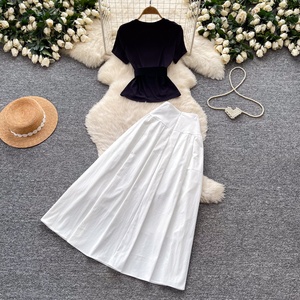 Nuevo Conjunto Vintage de Verano para Mujer, Top Tipo Túnica y Falda de Cintura Alta, Ropa al por Mayor - Product Image 4