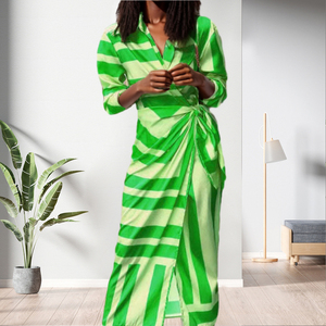 เดรสแฟชั่นฤดูร้อนลำลองคอวีลึกพิมพ์ลายผ่าสูงแฟชั่นสำหรับผู้หญิง - Product Image 6