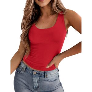 FOXA Camiseta sin mangas con cuello cuadrado para mujer, top corto sin mangas, tops básicos de punto para salir - Product Image 1
