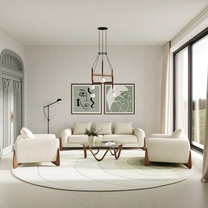 Canapé 2 places NOVA, <span class=keywords><strong>design</strong></span> blanc, tissu en velours d'agneau, canapé rembourré, ensemble de canapés, canapé d'angle en bois de noyer pour salon - Product Image 6