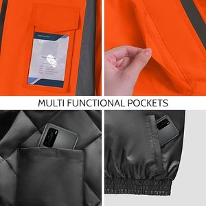 Khả năng <span class=keywords><strong>hi</strong></span>ển thị cao dài tay áo phản quang an toàn xây dựng mùa đông áo khoác không thấm nước <span class=keywords><strong>HI</strong></span> <span class=keywords><strong>VIS</strong></span> áo khoác với dây kéo túi - Product Image 4