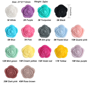 Perles en silicone de qualité alimentaire en forme de fleur de rose pour bébé, 20 mm, pour collier d'allaitement et pendentif de sucette - Product Image 2