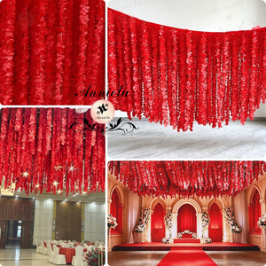 Décoration de plafond en pétales de fleurs artificielles suspendues en tissu ANNIELU pour scène de <span class=keywords><strong>mariage</strong></span> et toile de fond d'événement - Product Image 6