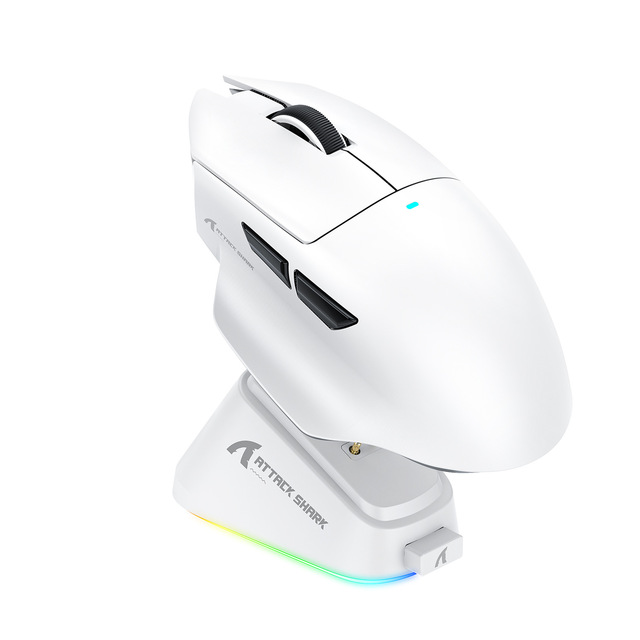 ATTACK SHARK V6 Tri-Mode USB 2.4G Wireless for RGB Magnetic Dock-Charging Lightweight E-Sports Gaming Mouse PixArt PAW3311