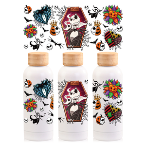 ملصق مطبوع بتقنية UV DTF لهالوين بتصميم <span class=keywords><strong>Happy</strong></span> Juice لتغليف أكواب ليبي سعة 16 أونصة والقوارير الفولاذية المقاومة للصدأ - Product Image 1