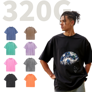 Camiseta gráfica del equipo ShengShi, lavado ácido, cuello redondo relajado, 320g, algodón, tendencias suaves diarias con logotipo personalizado, camiseta a granel para correr para hombres - Product Image 1